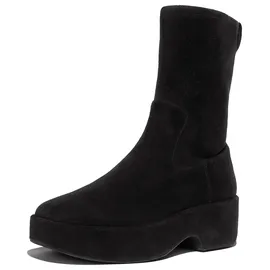 FitFlop Damen F-luma Stretch Suede Demi-wedge Mid-calf Boots Stiefelette, Schwarz, 40 EU