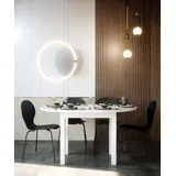 Newfurn Esstisch rund ausziehbar 100–140 cm – moderner Funktionstisch in Weiß, Stabiler Stand, skandinavisches Design, flexibel für Esszimmer oder Küche