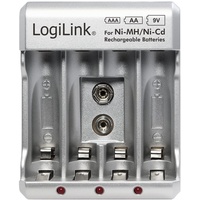 Logilink PA0168 Akku-Ladegerät für "AA/AAA/9V Ni-MH/Ni-Cd Akkus" Silber
