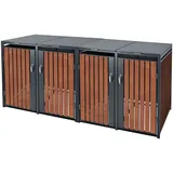 ML-Design Mülltonnenbox 4Er 4 Tonnen 240L 264x80x116,3cm Anthrazit-Rostoptik