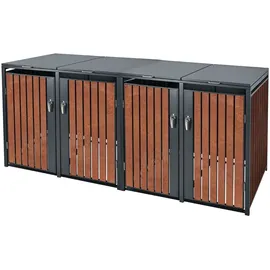 ML-Design Mülltonnenbox 4Er 4 Tonnen 240L 264x80x116,3cm Anthrazit-Rostoptik