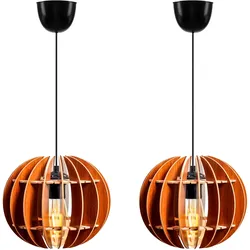 WellHome 2er-Set Deckenlampen 60cm in Walnuss-Design Esfera