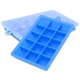 Intirilife 2x Eiswürfelformen in BLAU – 2er Set à 15 Fächer Eiswürfel Silikonformen mit Deckel – Flexibler Eiswürfelbehälter Verschließbar