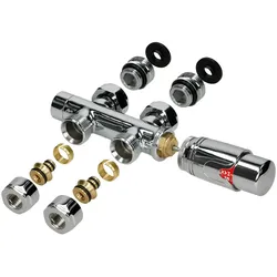 LuxeBath Ventil-Armaturen Set Multiblock Chrome Durchgangsform inkl. Thermostatkopf