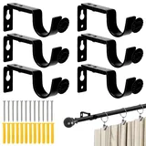 ZOCONE 6 Stück Gardinenstange Halterung Metall Verstellbare Wandhalterung für Gardinenstangen Schwarz Vorhangstangenhalter Wand Vorhangstangenhalterungen mit Schrauben für Schlafzimmer Badezimmer