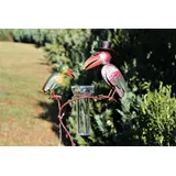 Unbekannt Regenmesser Gartenstecker Rabenpaar Vogel Metall Glas Bunt H 136 cm°