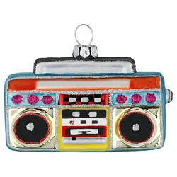 Christbaumschmuck Glas 8,5cm Musikspieler Figur Handbemalt Weihnachtsbaum Anhänger Weihnachten Christbaumanhänger Weihnachtsbaumschmuck Radio Bunt