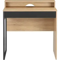 OTTO home Schreibtisch OTTO HOME "Moid, Computertisch in modernem Design", braun (eiche natur, schwarz graphit, schwarz, eiche natur), B:80cm H:85cm T:54cm, Tische, Schreibtisch, Breite 80 cm, mit Schublade, Kabeldurchlass & Metallkufe