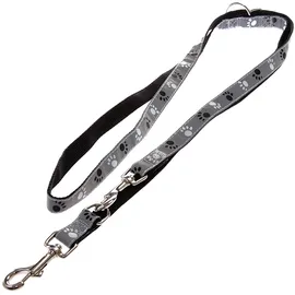 Trixie Set: Halsband Pfoten Silver Reflect + 200 cm, 20 mm