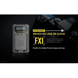 Nitecore USB-Ladegerät mit LCD-Display FX1 für Fujifilm NP-W126 / NP-W126S