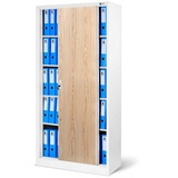 Jan Nowak Aktenschrank Büroschrank Stahlschrank weiß-holz 185x90x40