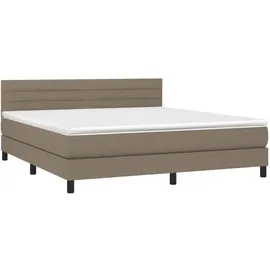vidaXL Boxspringbett mit Matratze & LED Taupe 180x200 cm Stoff