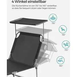 Songmics Sonnenliege 193 x 53 x 29 cm Dunkelgrau