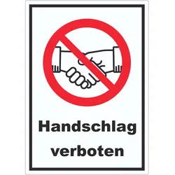 Handschlag verboten Aufkleber kein Händeschütteln Symbol und Text Aufkleber A4 (210x297mm)