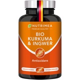 DETOX INGWER & KURKUMA - 100% BIO & VEGAN - Kapseln Hochdosiert mit 95% Extrakt | Curcuma 100% VEGAN | Höchste Bioverfügbarkeit & Curcumin Gehalt