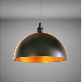 Trango 2er Set Vintage Pendelleuchte mit E27 Fassung Schirm schwarz gold - Schwarz/Gold