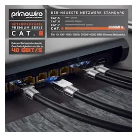 Primewire Patchkabel CAT 8 - Gigabit Ethernet LAN Kabel - 40 Gbit/s - S/FTP PIMF Schirmung - Netzwerkkabel - 2m