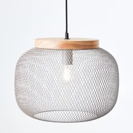 Brilliant Giada 1-flg. 40 cm zylinderförmig Metall/Holz grau/braun