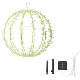ideoon lights 4er-Set Solar Leuchtkugel Ø40cm Blätterdesign 144 LEDs inkl. Erdspiess/S-Haken/Solarpanel warmweiss