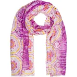 Stylebreaker Schal mit Batik Muster Metallic", Streifen, Leichtes Boho Style Tuch mit kurzen Fransen 01016230, Farbe:Violett-Gelb | Gr.: onesize