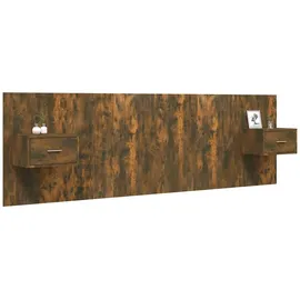 vidaXL Bettkopfteil mit Nachttischen Räuchereiche Holzwerkstoff