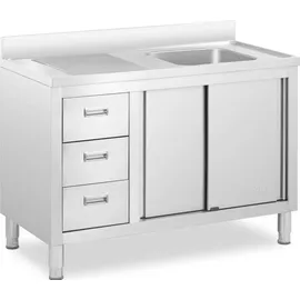 Royal Catering Spülenschrank - 1 Becken - - Edelstahl - 400 x 60 cm