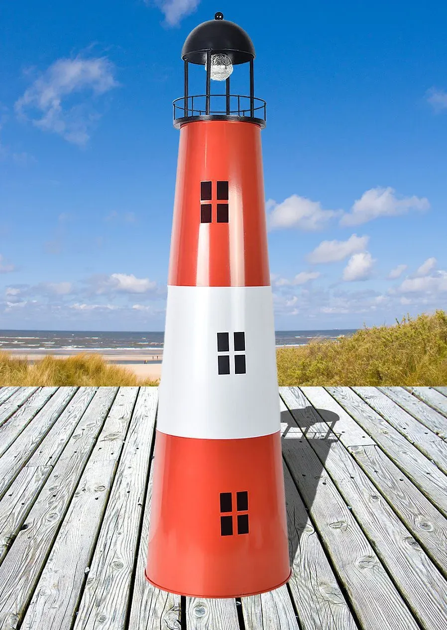 Großer Leuchtturm aus Metall mit Solarfunktion H:120 cm, Gartendekoration