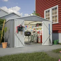 XXXL Metall Gerätehaus mit Fundament Satteldach 300x252x191cm Geräteschuppen Garten Schuppen Pultdach Grau