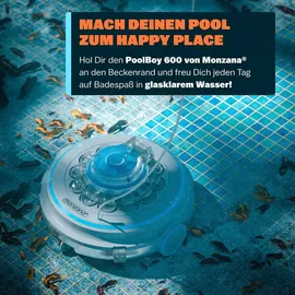 monzana Poolroboter Poolboy600 Kabellos Vollautomatisch 80 Min Akku 5200mAh Li-Ion 80m2 Pool Bodensauger Poolreiniger Poolsauger Titangrau