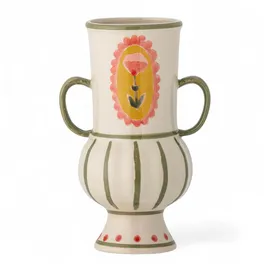Bloomingville Odina Vase, Grün, Steingut