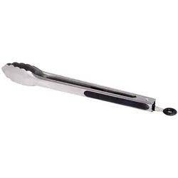 Hochwertige Edelstahl BBQ-/Grill-Zange, mit gezahnten Greifern und gummiertem Griff, 31 cm
