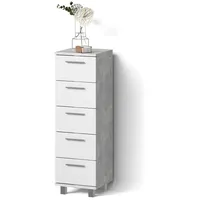 Livinity® Badschrank, Schiefer, 5 Fächer, 5 Schubladen, Quadratisch, 30x95x30