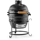 Klarstein Princesize - Kamado-Grill, Keramikgrill, Holzkohlegrill, Smoker, mit Deckel, Keramik, Gute Hitzespeicherung, Innenthermometer, Holzgriff, abnehmbares Gestell, schwarz