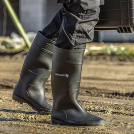 Högert Technik – Arbeitsgummistiefel PVC schwarz OB SRA Sicherheitsstiefel, rutschfeste Berufsstiefel, wasserdichte Arbeitsstiefel ohne Metallteile für Industrie und Handwerk