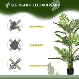 Homcom Künstliche Pflanze, Künstliche Palme, Kunstpflanze mit Zementfüllung, Kunstpalme im Topf, für Innendekoration, 150 cm, Grün