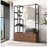 [en.casa] Garderobenständer Egmating 180 x 120 x 40 cm Walnuss