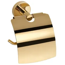 Brillantbad BILLO Papierrollenhalter mit Deckel Messing Gold poliert 80x140x155 mm für Bad & WC >> zum Bohren oder Kleben*