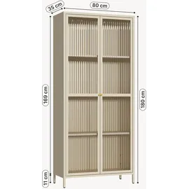 [en.casa] Vitrinenschrank Säkylä 180 x 80 x 35 cm Kamelfarben