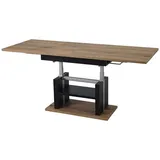 Endo-Moebel Couchtisch Dior 110cm - 170cm ausziehbar und höhenverstellbar Doppellift, Couch- & Esstisch in einem, Funktionstisch modern, umwandelbar braun
