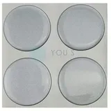 4 x Nabenkappen Silikon Aufkleber 55,0 mm - Silber Emblem Selbstklebend