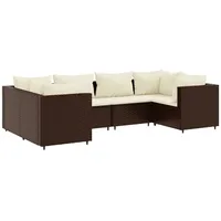 vidaXL 6-tlg Garten-Lounge-Set mit Kissen Braun Poly Rattan Modell 19