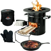 AREBOS Raketenofen inkl. Grillpfanne Dutch Oven BBQ Rocket Stove Camping-Ofen