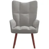 vidaXL Relaxsessel, Sessel mit Stahlrahmen Holzbeinen, Relaxstuhl Polsterstuhl mit Armlehne, Fernsehsessel Polstersessel Wohnzimmer, Modern, Hellgrau Samt