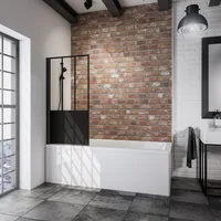 Schulte Badewannenfaltwand 'Komfort Atelier 5' schwarz, matt, 80 x