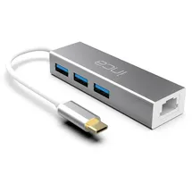 inca ITPC-3T Typ C > 3XUSB-A, 1xRJ45, 1000mbps Überstrom- und Spannungsschutz Silber