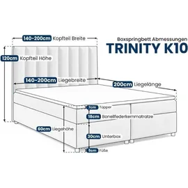 4mybaby GmbH Boxspringbett Trinity K-10 Bonellfederkern inkl. Topper, mit Lieferung, Aufbau & Entsorgung