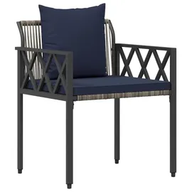 vidaXL Gartenmöbel-Set 3 Stk. Grau und Marineblau Poly-Rattan