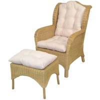 moebel-direkt-online Ohrensessel Samuel (Spar-Set, Sessel mit Hocker, inklusive 3tlg. Kissenset) beige