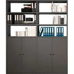 Regal FIF MÖBEL "TORO", grau (grau matt), B:185cm H:221,2cm T:33,2cm, Regale, Büroregal Standregal Bücherregal