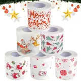 Weihnachts Toilettenpapier,6 Rollen Lustige Weihnachten Toilettenpapier,Weihnachtsmann Klopapier,Weihnachten Toilettenpapierrollen,Lustige Neuheit toilettenpapier